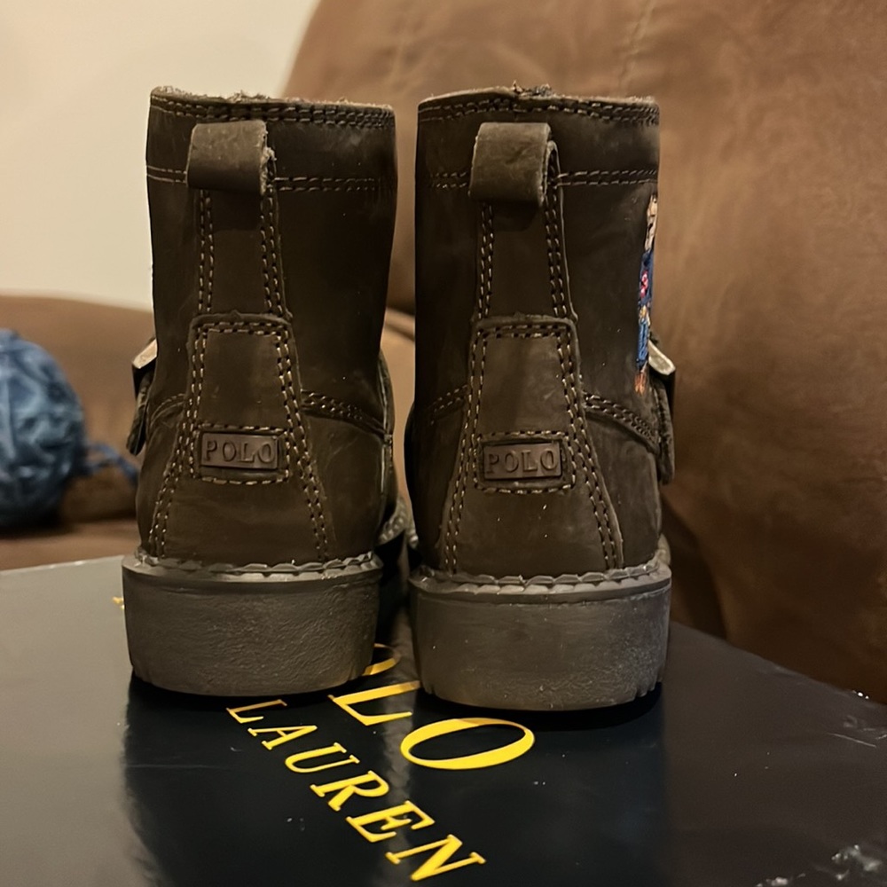 Polo Ralph Lauren Ranger USA Sweater flag Bear Boots Boys Girls Toddlers Size 11 - Picture 7 of 10